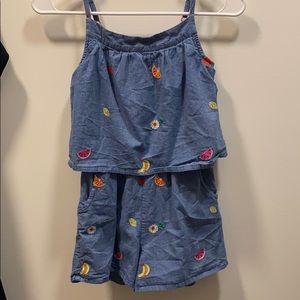 Adorable Embroidered Fruit Biden Shorts Romper